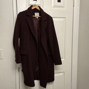 Frank & Oak Double Breasted Button Down Burgundy Pea Coat